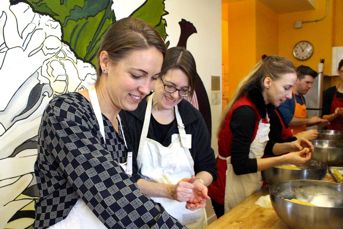 Amelia Reese Masterson, Kate Rebernak and employees of Framework at Sanctuary Kitchen
