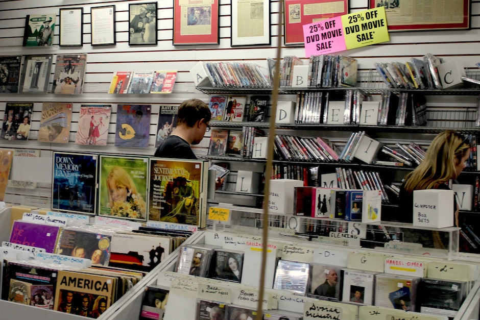 Merchandise at Cutler’s Records, Tapes and Compact Discs