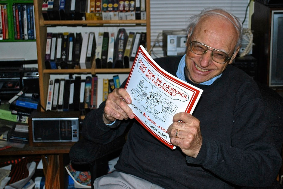 Sidney Harris with his new book