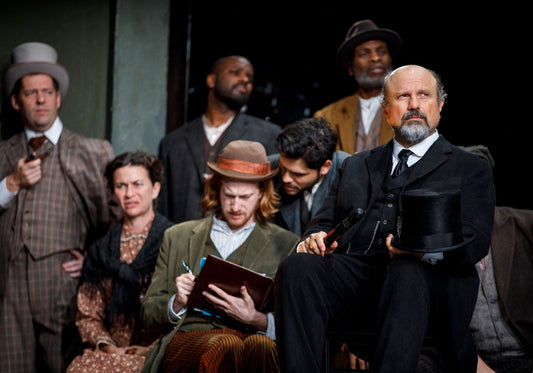 Enrico Colantoni (foreground) and the cast of An Enemy of the People by Henrik Ibsen, new translation by Paul Walsh, directed by James Bundy. Photo by Joan Marcus, 2017.