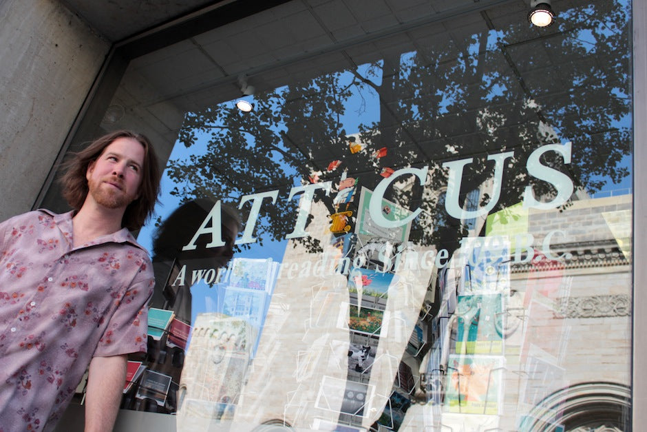 Chef Ben Gaffney in front of Atticus Bookstore/Café