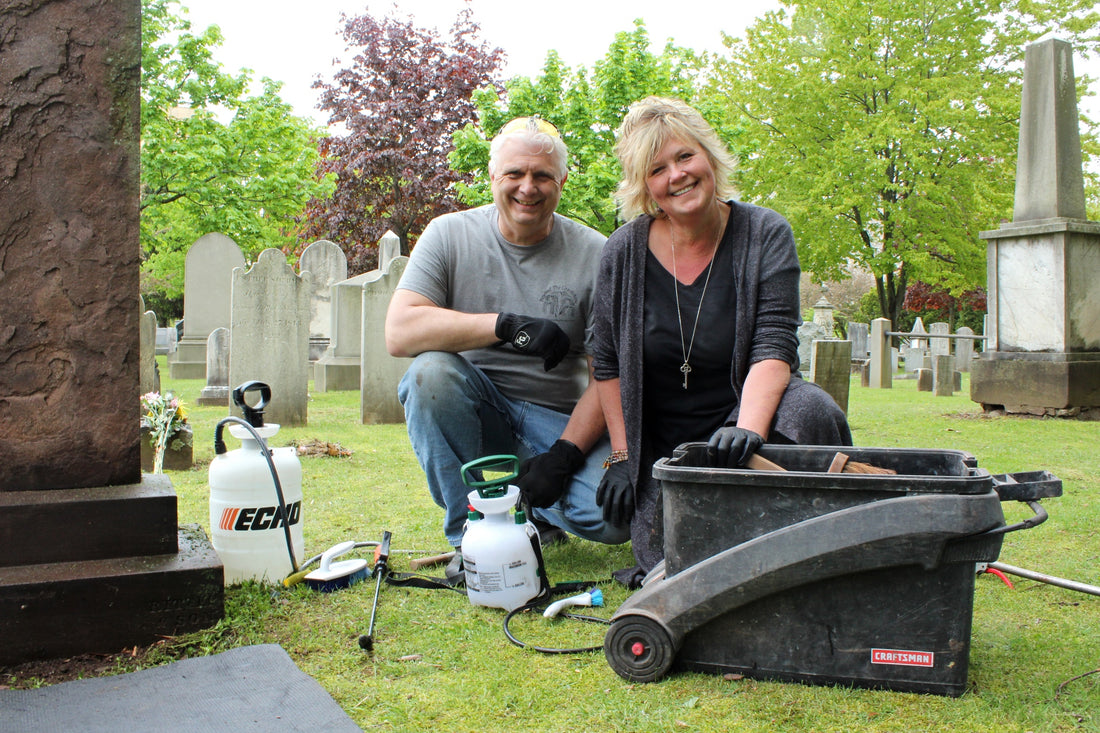 Will and Lisa Cornell in Grove Street Cemetery