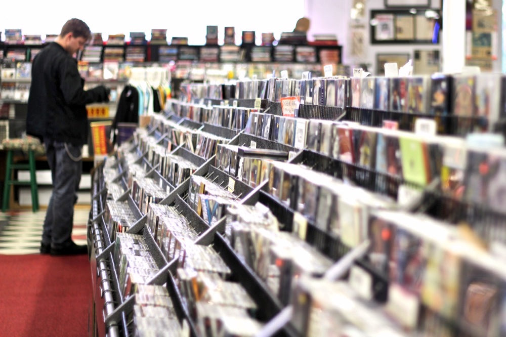 CD racks at Merle’s Record Rack