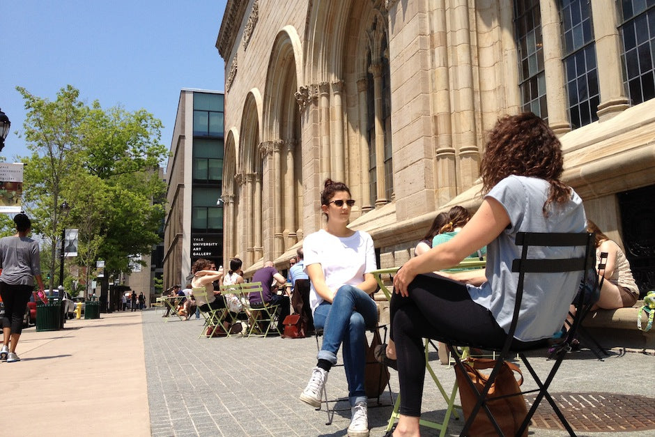 Outside Yale University Art Gallery on Chapel Street