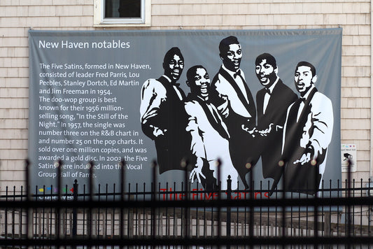 The Five Satins "New Haven Notable" banner