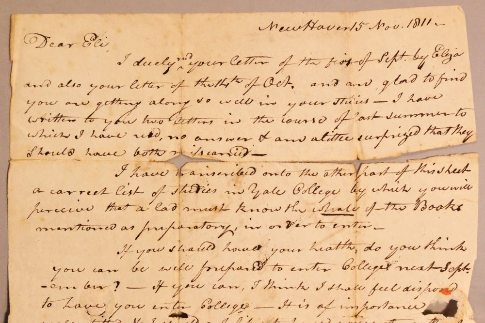 Letter from Eli Whitney to Eli Whitney Blake