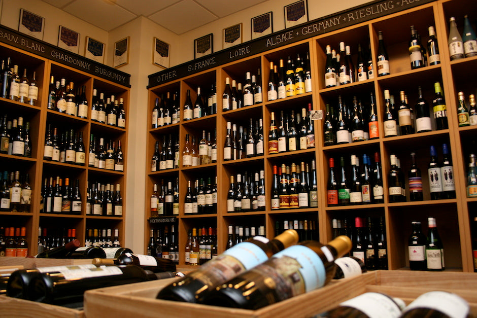 Shelves and crates of wine at The Wine Thief