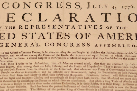 Dunlap Broadside - Declaration of Independence - Beinecke Rare Book & Manuscript Library