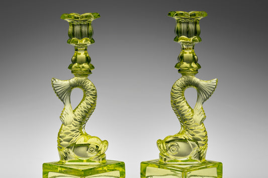 Pair of Candlesticks, Boston and Sandwich Glass Works (1845-65). Yale University Art Gallery.