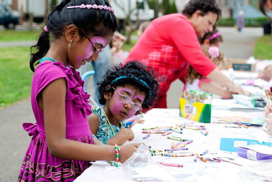 Face-painted kids at Cherry Blossom Festival