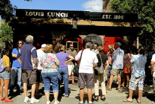 Taste of New Haven tour outside Louis’ Lunch