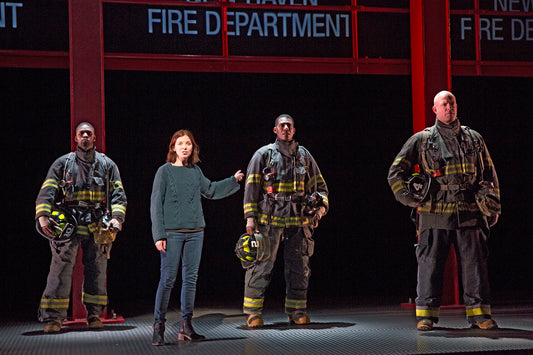 Rob Demery, Laura Heisler, Billy Eugene Jones, and Ian Bedford in the world premiere of GOOD FAITH by Karen Hartman, directed by Kenny Leon, Yale Repertory Theatre, 2019. Photo by Carol Rosegg.