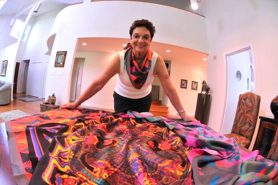 Lois Goglia with Nesola scarves