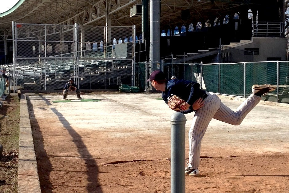 Baseball players at Yale Field